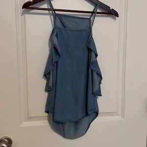 Chambray ruffle tank